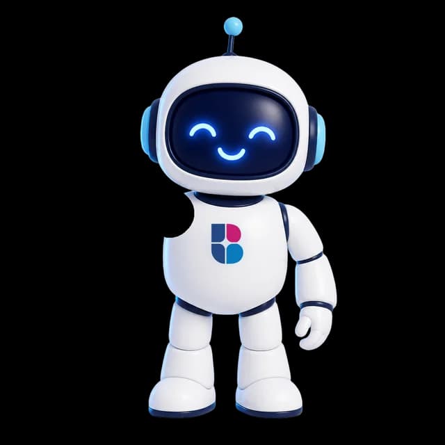 Friendly robot mascot waving hello